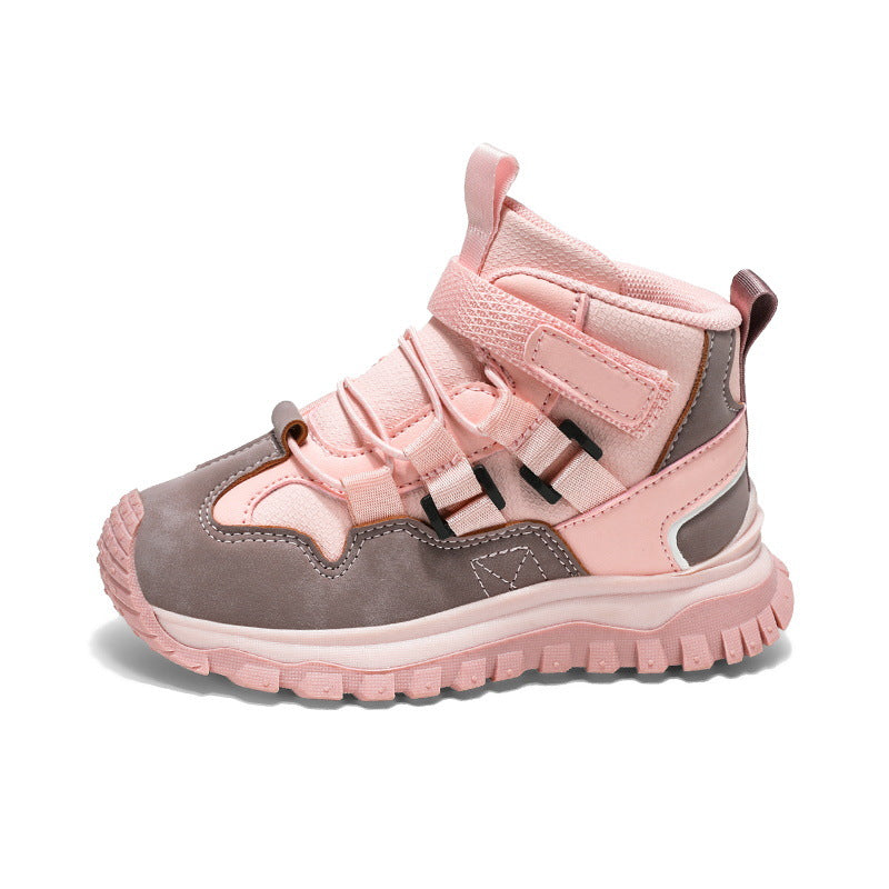 Boys' sneaker 2024 Fall/Winter New Mid-Large Children's Non-Slip Soft Bottom High-top Torre Shoes Boys' Trendy Running Shoes