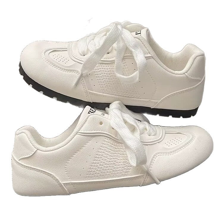 White Shoes Women's Ballet Style Training Shoes Summer 2025 New All-match Breathable Leather Flat Casual Shoes with Skirt