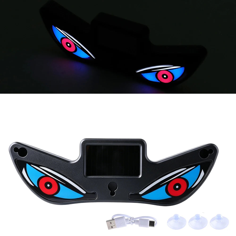 2026Solar LED Devil Eyes Windshield Warning Flashing Signal Indicator Car LED Ambient Lights with Suction Cup for Auto Window
