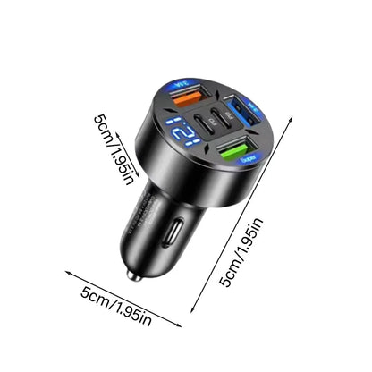 250W 5 Ports Car Charger Fast Charging PD QC3.0 USB C Car Phone Charger Type C Adapter In Car For IPhone