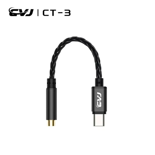 CVJ CT-3 Portable DAC Type-C to 3.5mm/4.4mm Earphone Cable CX31993 Chip 8 Weaving Silver-Plated Hifi Quality Sound Presentation
