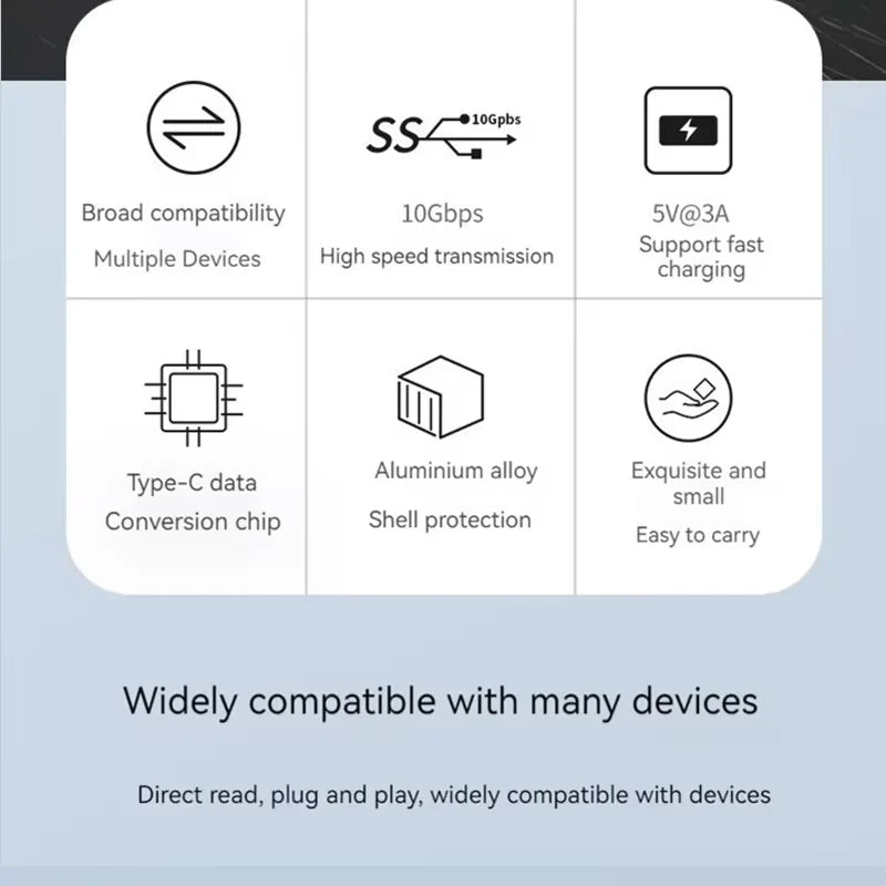 USB A to Type-C Adapter USB 3.1 OTG Adapter Mobile Phone Laptop Fast Charging Converter 10Gb Data Transfer Cable Connector